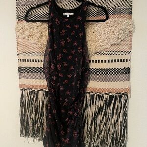 Reformation Black Dress with Red Floral Pattern